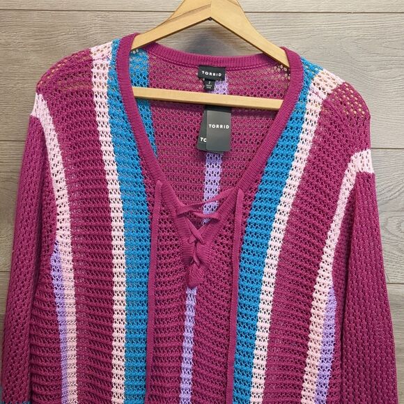 Torrid Pullover Crochet Long Sleeve Sweater Women's Plus Size 18-20 2 - Picture 7 of 12